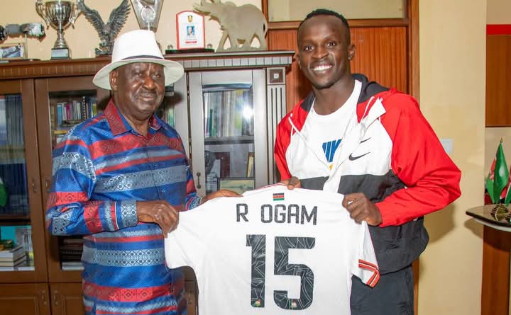 Raila Bids Harambee Stars Striker Ryan Ogam Farewell as he departs for Austria